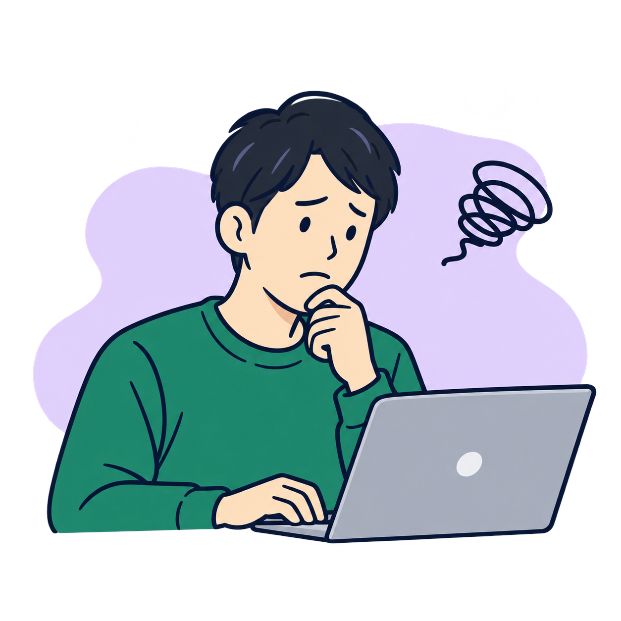 ホームページ更新に悩むオーナーのイラスト